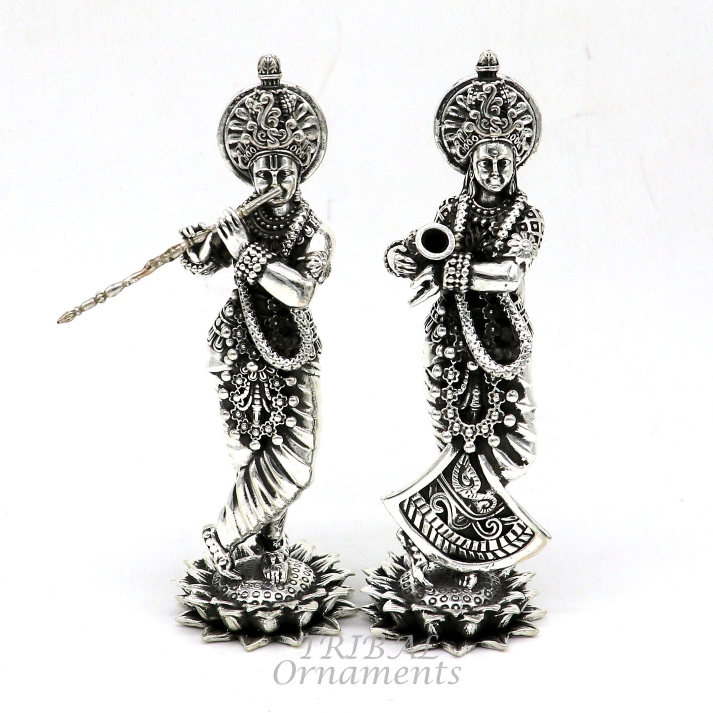 925 sterling silver handmade idol Radha krishna tiny statue, amazing design lord Krishna figurine jewelry tribal jewelry su996 - TRIBAL ORNAMENTS