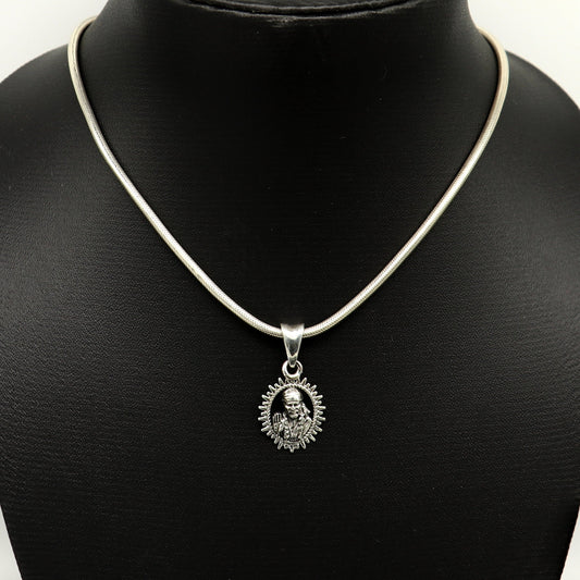 925 sterling silver handmade Indian idol Sai Baba pendant, amazing stylish unisex pendant locket personalized jewelry tribal jewelry ssp518 - TRIBAL ORNAMENTS