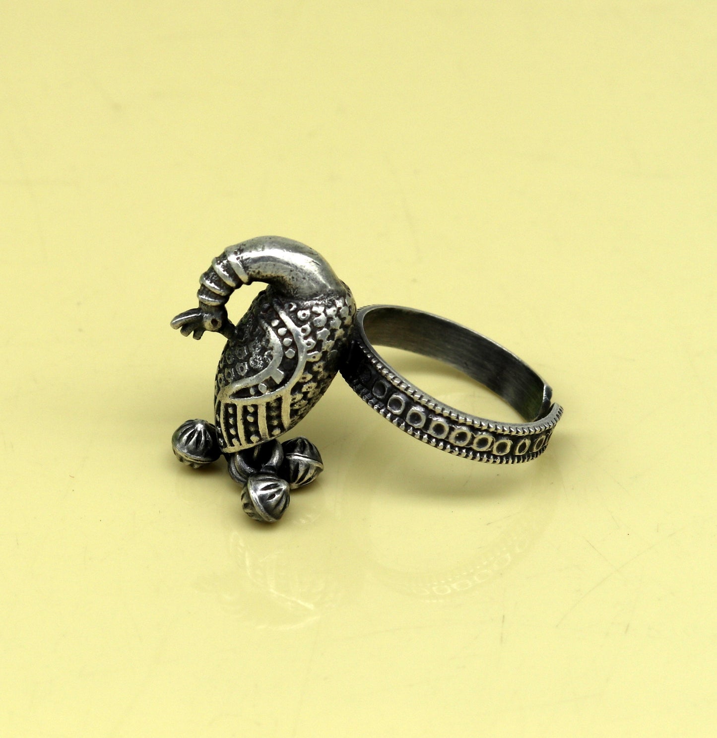 925 sterling silver handmade peacock design fabulous adjustable ring, vintage antique design charm ring tribal belly dance jewelry sr282 - TRIBAL ORNAMENTS