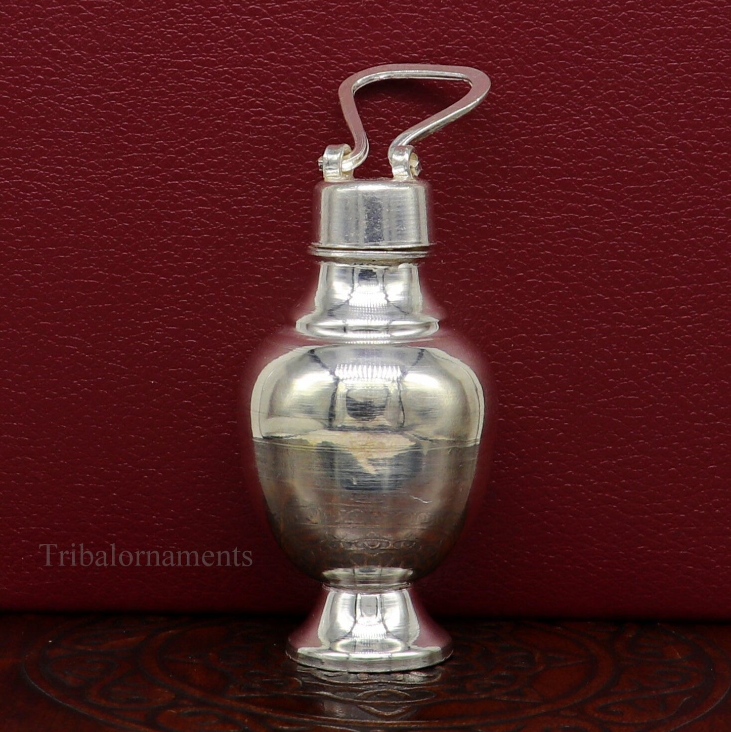 925 sterling silver handmade plain design Gangjali, Silver Gangajal Patra, best silver water pot kalash puja utensils Diwali special su416 - TRIBAL ORNAMENTS