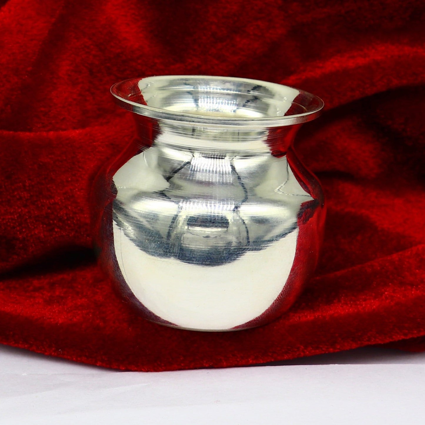 925 sterling silver handmade plain small Kalash or pot, unique worshipping silver puja article, water or milk shiva kalash pot india sv203 - TRIBAL ORNAMENTS