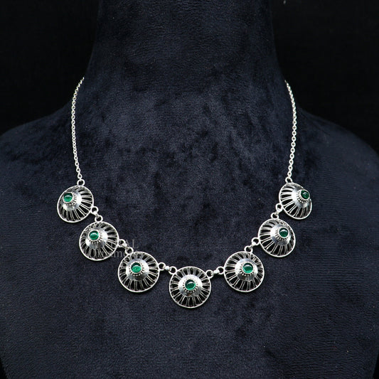 925 sterling silver handmade Rajasthani traditional stylish fit neck luxury necklace choker, best belly dance Guttapusalu necklace set335 - TRIBAL ORNAMENTS