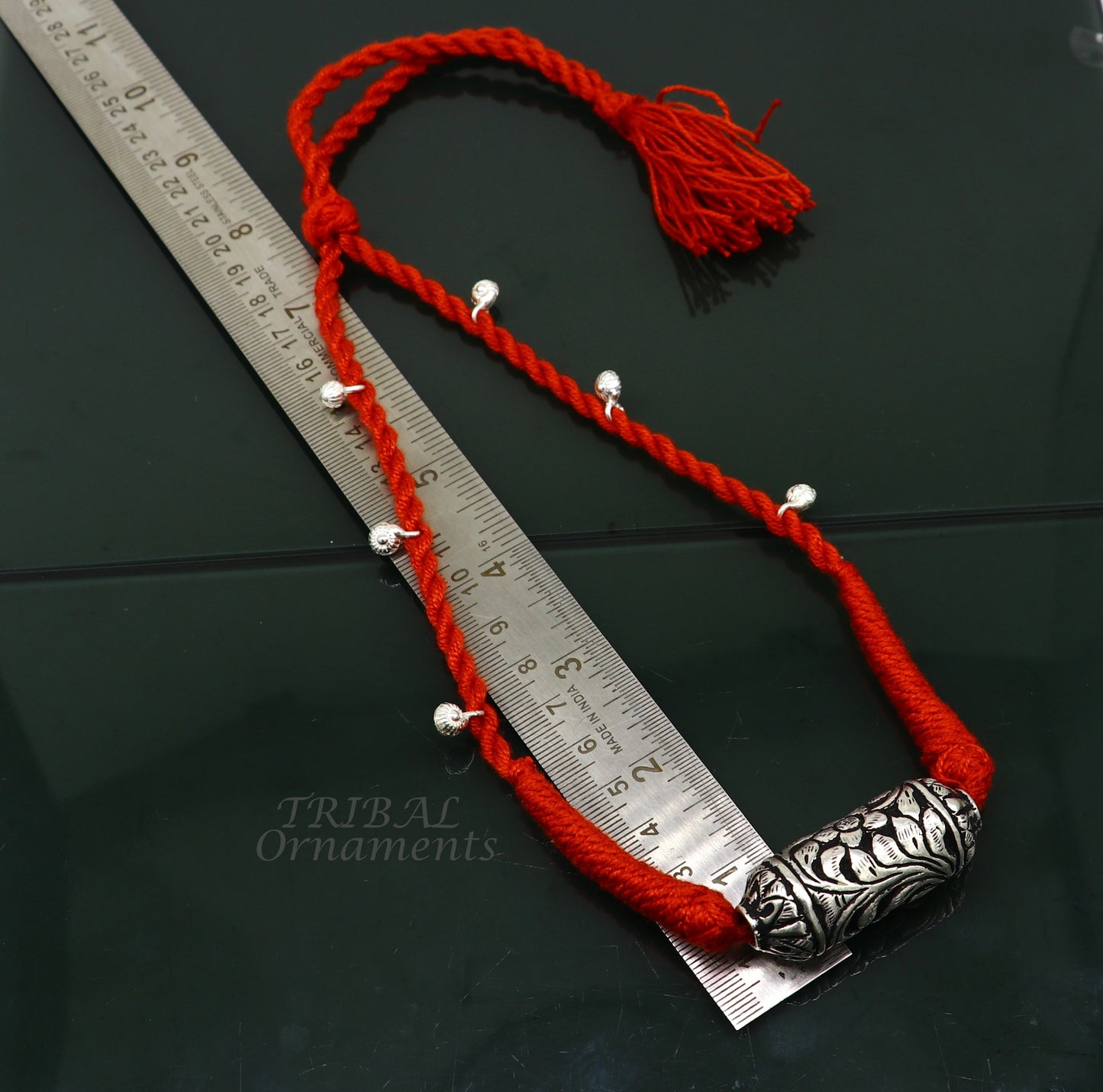 Sterling silver Rajasthani traditional necklace choker set with intricate designs, ideal for bride or belly dance costume.