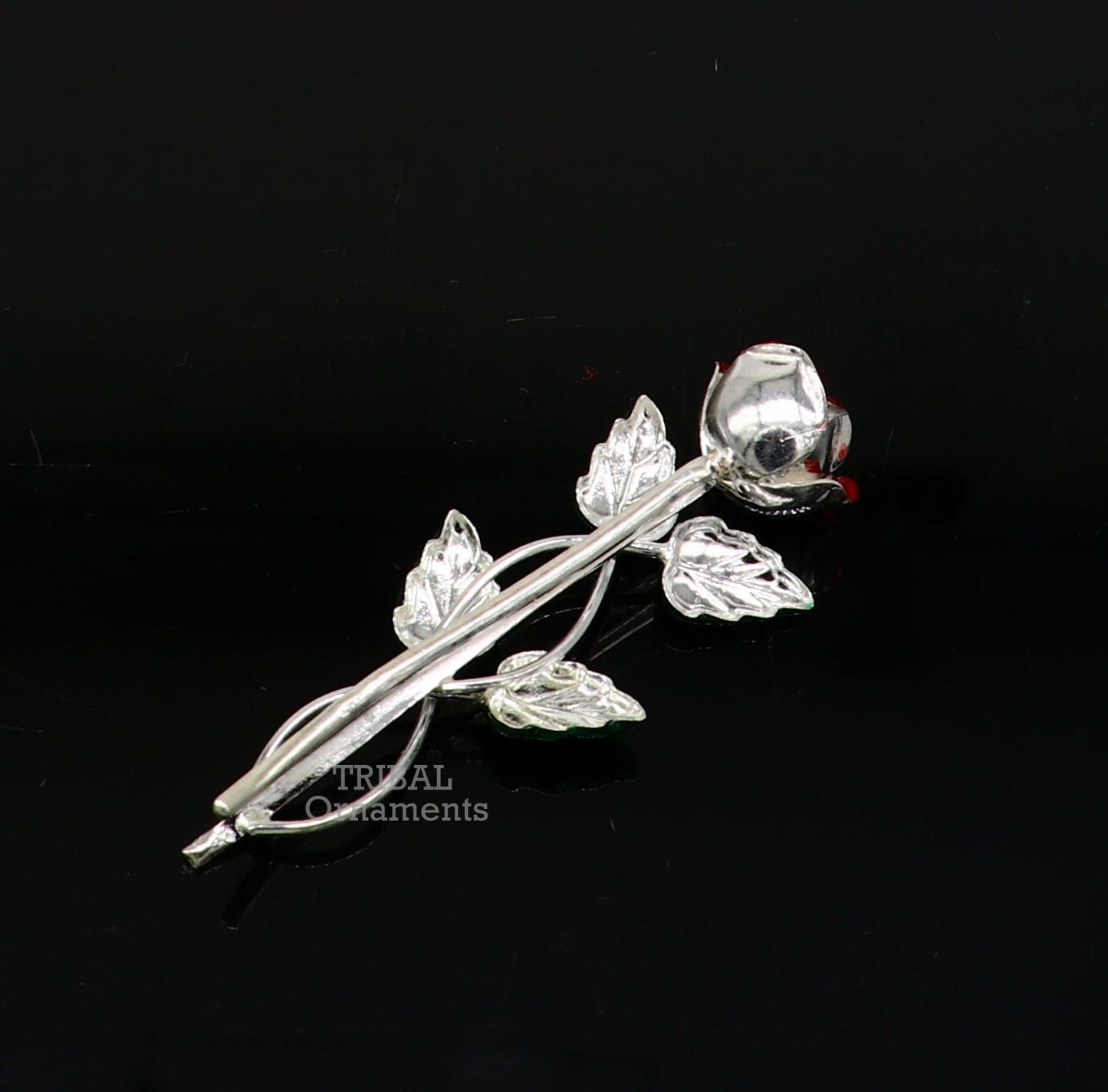 Sterling silver handmade rose flower men's brooch for shirt or blazer, perfect for weddings and formal occasions.