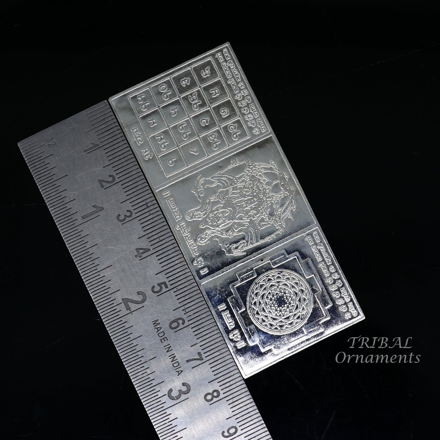 925 sterling silver handmade Shree Mahalakshmi prasanna frame silver holy divine article for wealth and prosperity diwali puja art su829 - TRIBAL ORNAMENTS