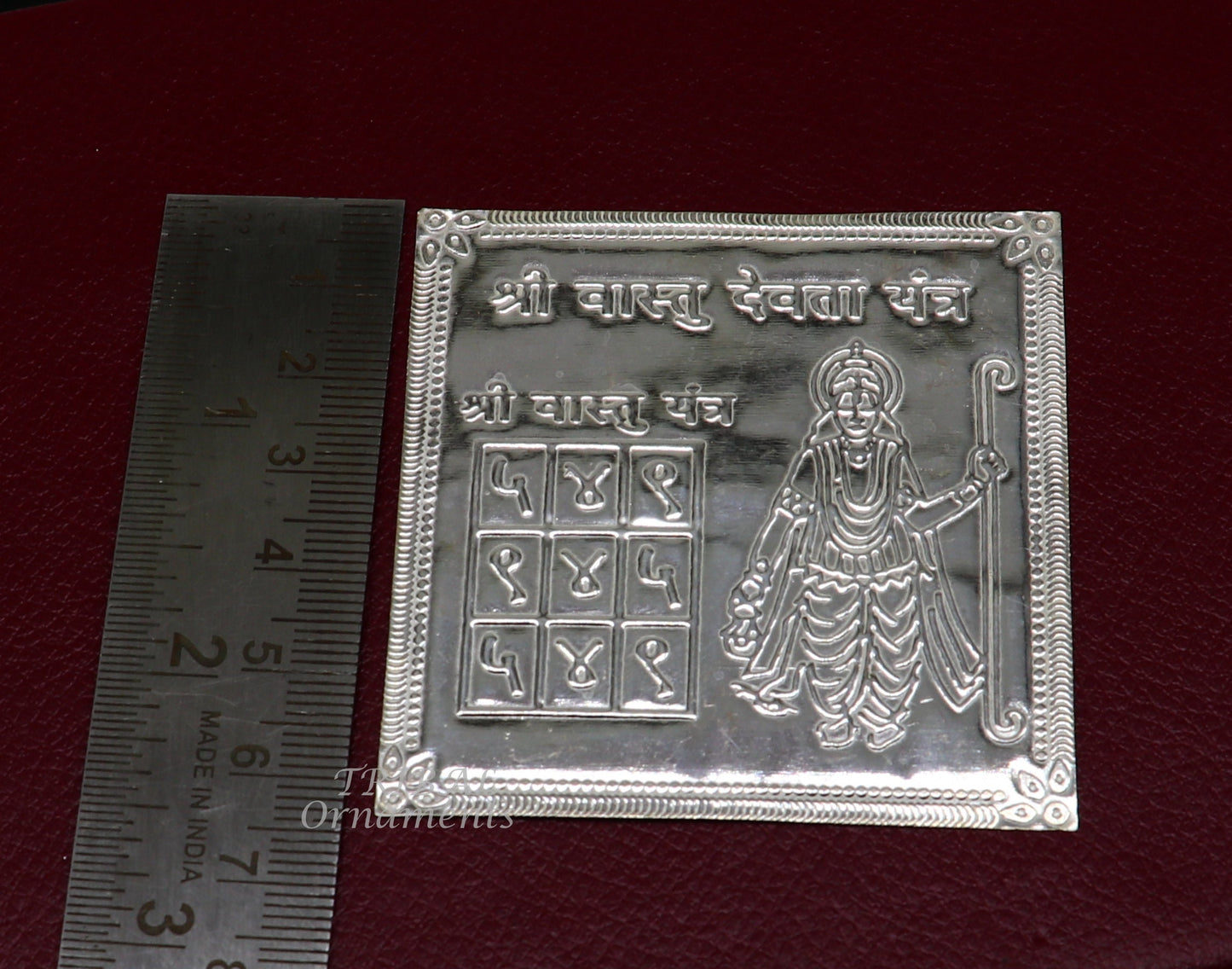 925 sterling silver Shree Vastu Yantra from Tribal Ornaments, handcrafted Indian puja article for positive home energy.