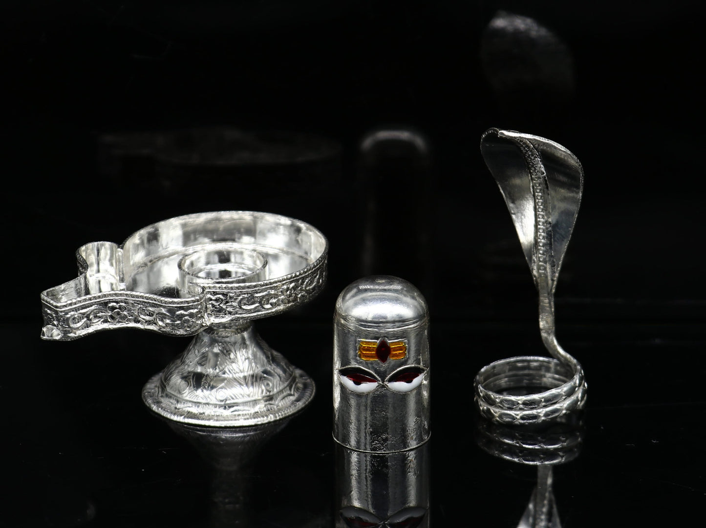 925 sterling silver handmade small Lord shiva-Linga Stand, silver utensil, silver puja temple art, shiva lingam stand with serpent art36 - TRIBAL ORNAMENTS