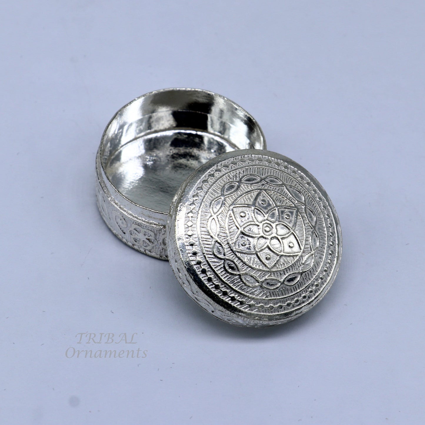 925 Sterling silver handmade trinket box, eye kajal box, container box, kumkum box, sindur or puja box, best brides gift stb374 - TRIBAL ORNAMENTS