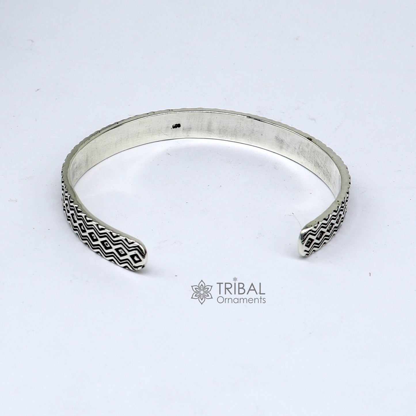 925 sterling silver handmade zig zag design adjustable cuff bracelet, unisex solid silver jewelry by TRIBAL ORNAMENTS.
