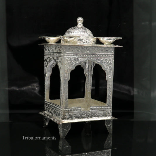 925 sterling silver handmade vintage antique design Hatri, best puja article with 5 lamp on it, best home temple decor utensils indiasu421 - TRIBAL ORNAMENTS