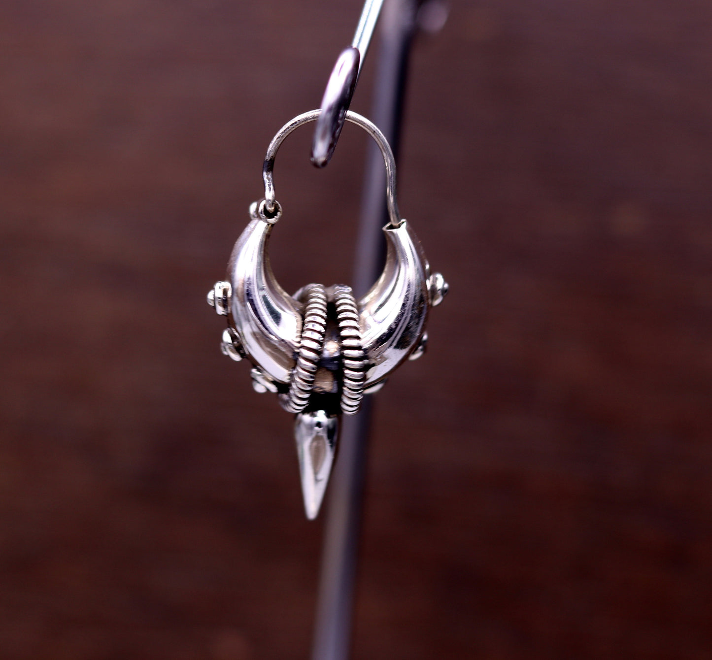 925 sterling silver handmade vintage ethnic style hoops earrings kundal,ethnic pretty bali tribal belly dance jewelry from india s590 - TRIBAL ORNAMENTS