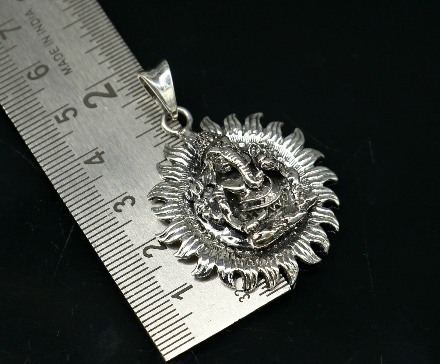 925 sterling silver Lord Ganesha pendant by TRIBAL ORNAMENTS, vintage Hindu idol jewelry, unisex custom gifting locket.