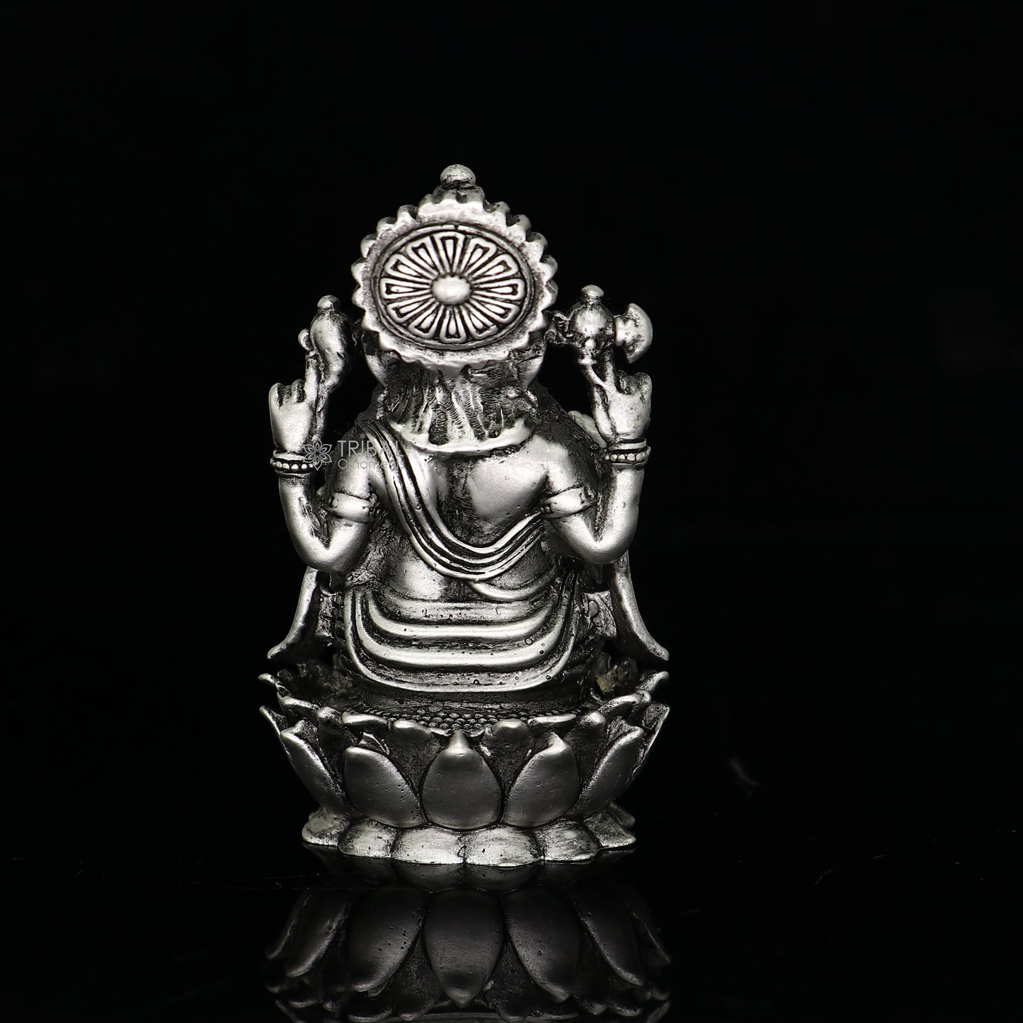 925 Sterling silver Lord Ganesh Idol, Pooja Articles, Silver Idols Figurine, handcrafted Ganesha statue sculpture Diwali puja gift art670 - TRIBAL ORNAMENTS
