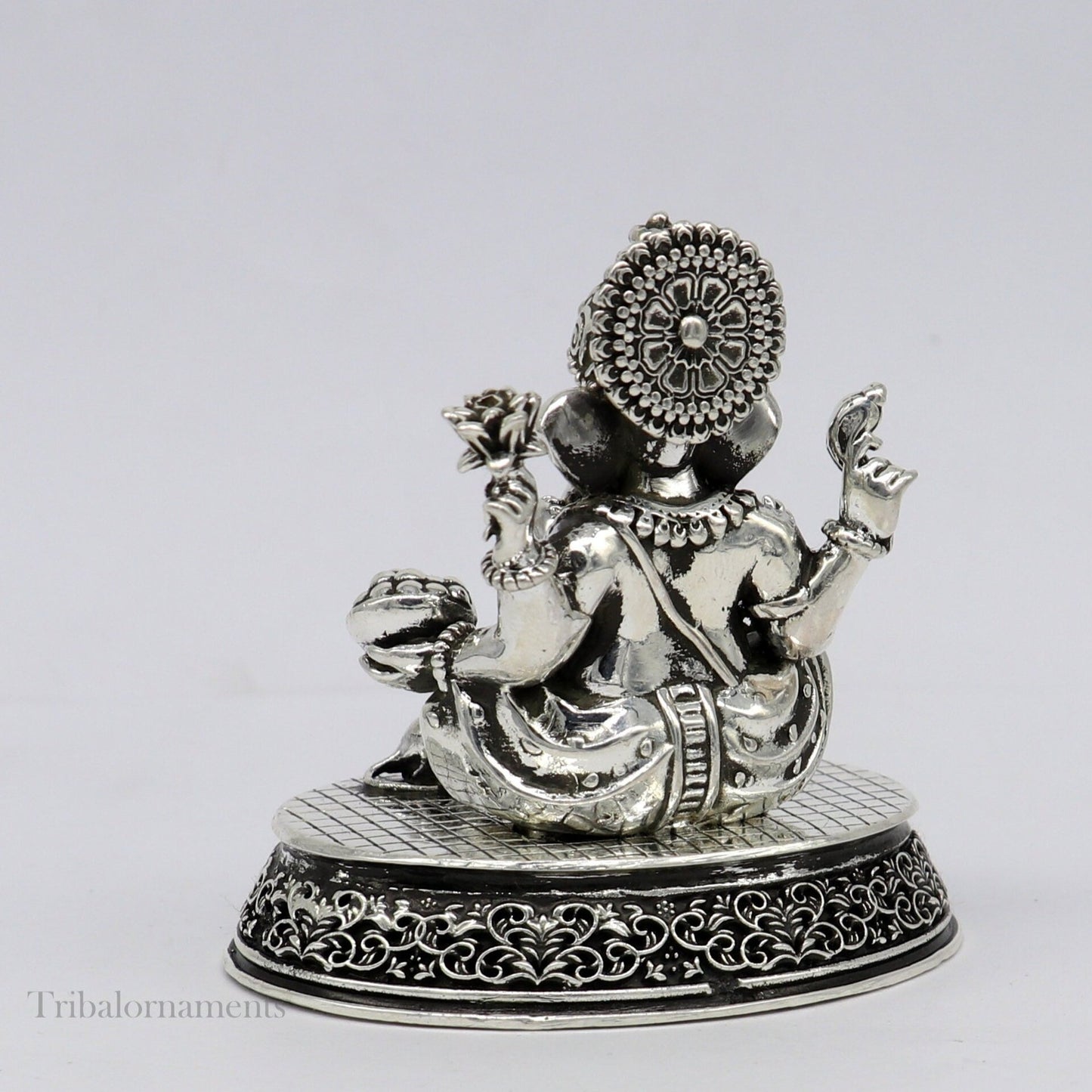 925 Sterling silver Lord Ganesh Idol, Pooja Articles, Silver Idols Figurine, handcrafted Lord Ganesh statue sculpture gifting art art218 - TRIBAL ORNAMENTS