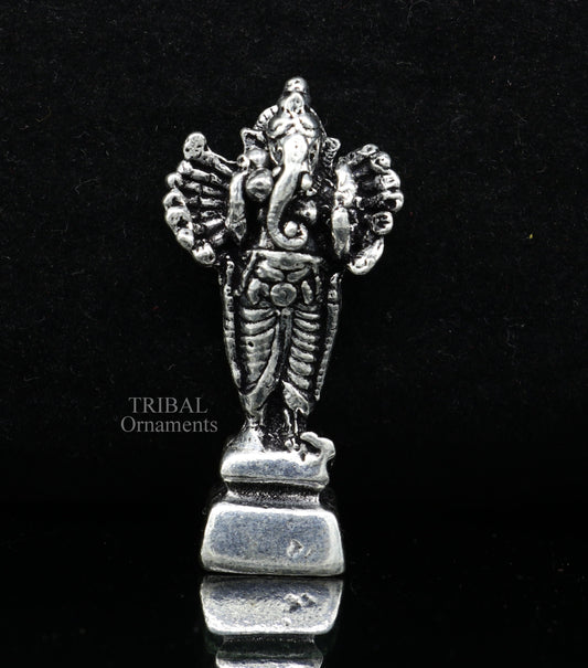 925 Sterling silver Lord Ganesh Idol small style statue Figurine, handcrafted Lord Ganesh statue sculpture Diwali puja gift art507 - TRIBAL ORNAMENTS
