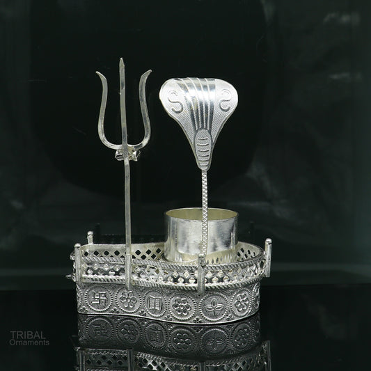 925 sterling silver lord shiva Mahakal lingam stand/jalheri, use for put/hold shiva lingam for puja, divine shiva puja articles su604 - TRIBAL ORNAMENTS