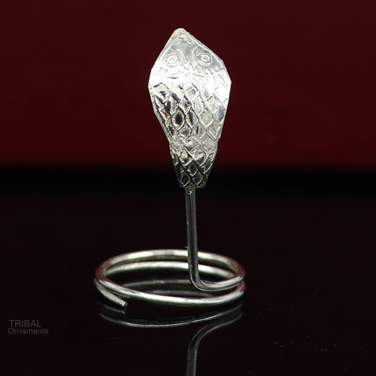 Solid sterling silver handmade fabulous vintage antique mini snake or shiva snake for puja or worshipping, solid Diwali puja article su603 - TRIBAL ORNAMENTS