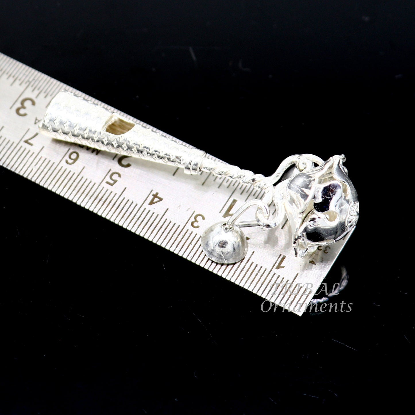 Solid sterling silver handmade design new born baby gifting bells toy, baby krishna gifting toy, silver whistle, silver temple article su862 - TRIBAL ORNAMENTS
