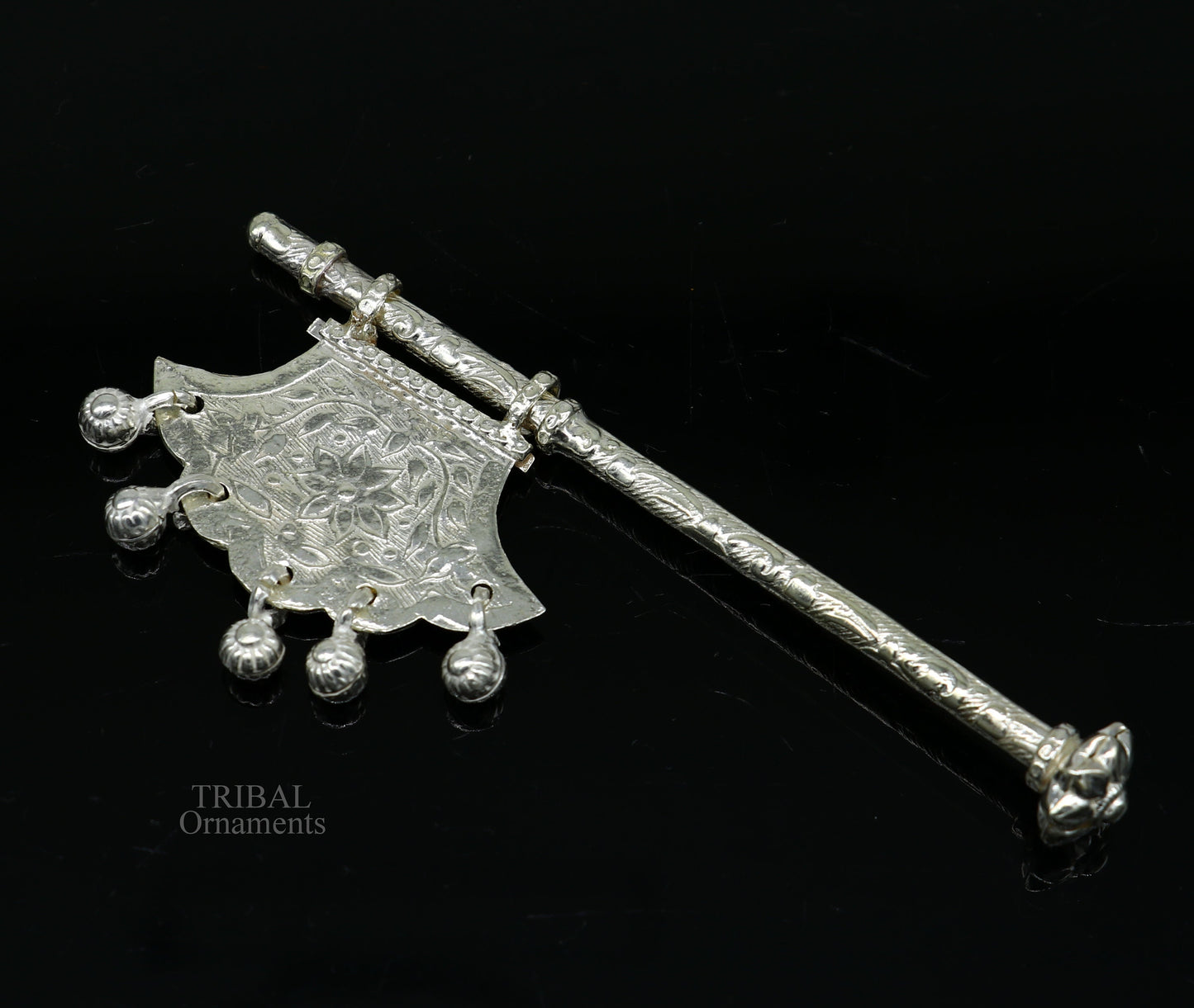 925 sterling silver pankhi fan for god puja, small silver hand fan ideal for Laddu Gopala Krishna offerings.