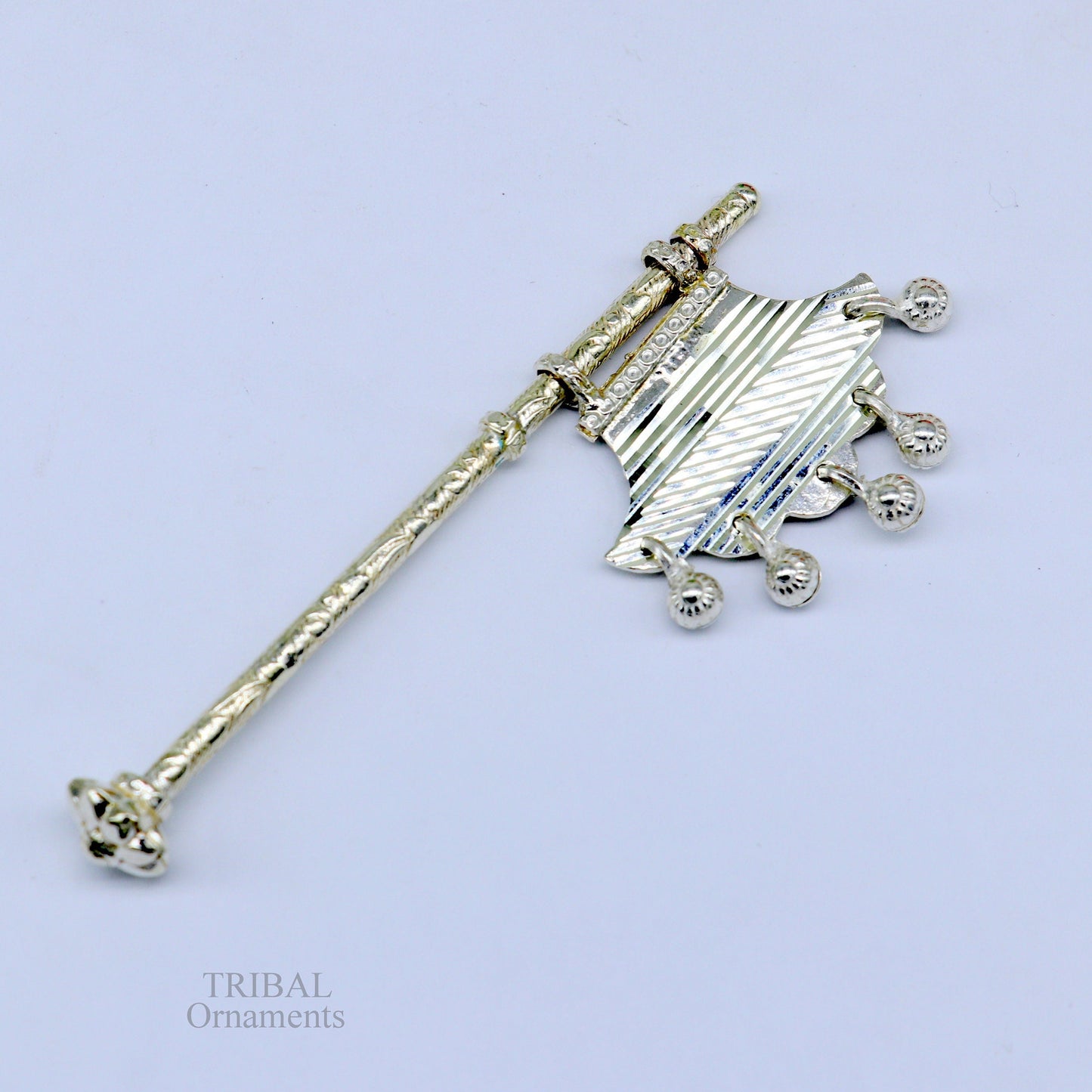 925 sterling silver pankhi, small fan or pankhi for god puja, best gifting to laddu gopala krishna, silver hand fan puja article su689 - TRIBAL ORNAMENTS