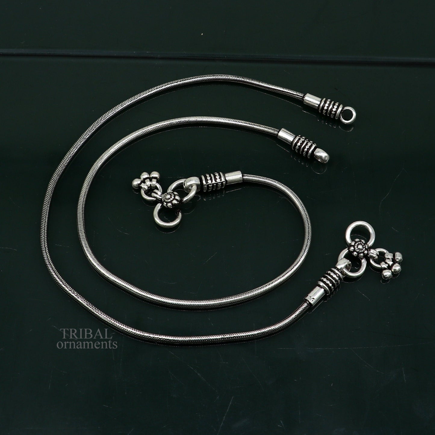 925 sterling silver round snake chain ankle bracelet, excellent customized trendy stylish anklets bracelet belly dance jewelry nank427 - TRIBAL ORNAMENTS