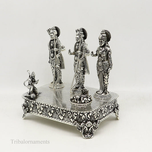 925 Sterling silver Silver Idols Sri Ram Darbar, Lord Shri Rama family, laxman and Seeta, handcrafted statue sculpture gifting art art119 - TRIBAL ORNAMENTS