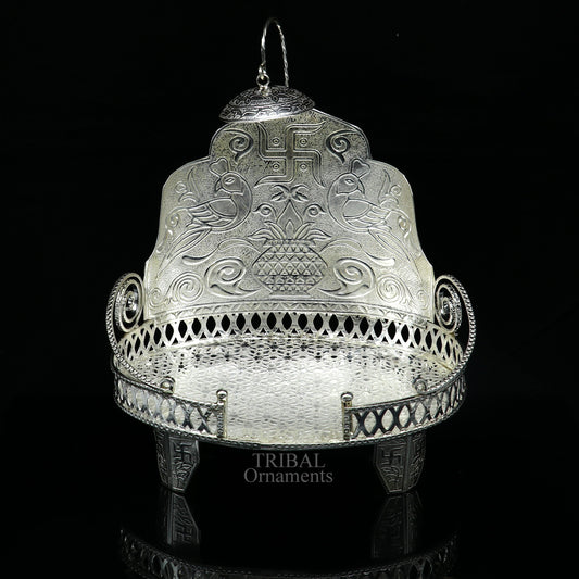 925 sterling silver solid Sinhasan, singhasan idol god throne, god statue's stand chair, temple puja article best collectible gift su571 - TRIBAL ORNAMENTS