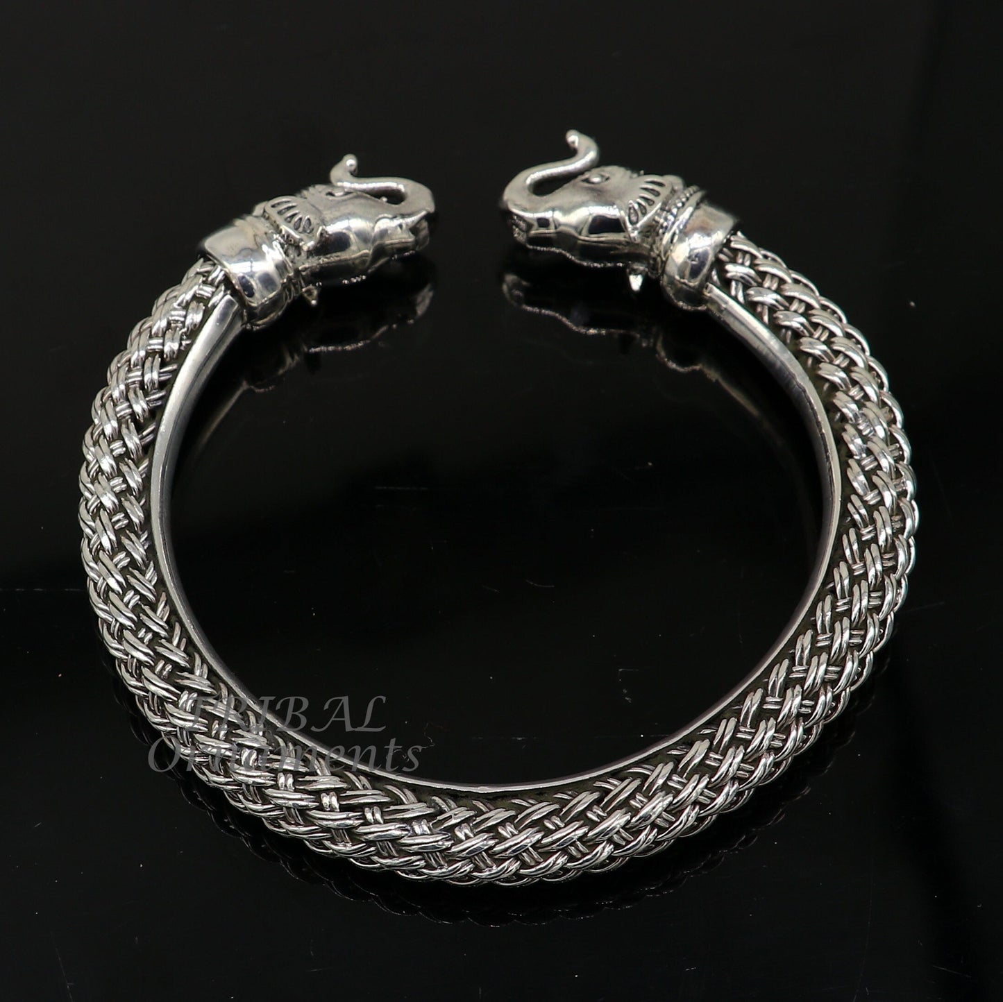 925 sterling silver traditional cultural ethnic elephant kada bangle bracelet pretty attractive tribal cuff bracelet ethnic jewelry nsk623 - TRIBAL ORNAMENTS