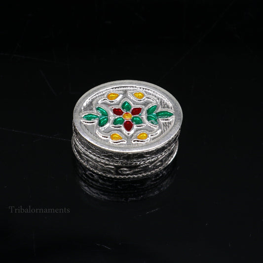 925 sterling silver trinket box, kajal box/casket box bridal oval shape box collection, container box, eyeliner box gifting art stb166 - TRIBAL ORNAMENTS