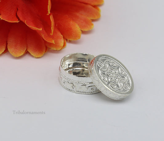 925 sterling silver trinket box, kajal box/casket box bridal oval shape box collection, container box, eyeliner box gifting art stb170 - TRIBAL ORNAMENTS
