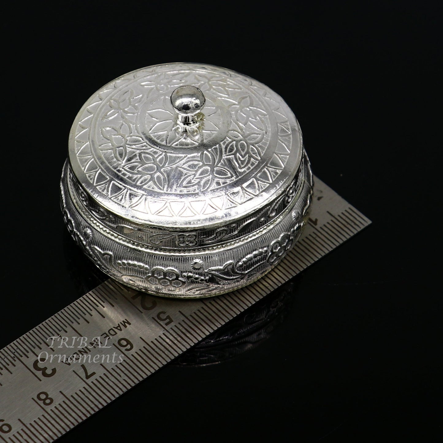 925 sterling silver trinket box, kajal box/casket box bridal polygon shape sindur box collection, container box, eyeliner box gifting stb383 - TRIBAL ORNAMENTS