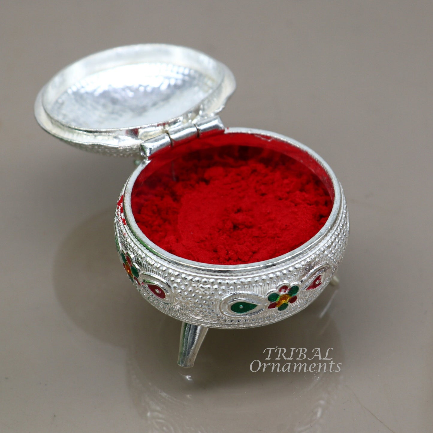 925 sterling silver trinket box, kajal box/casket box bridal shape sindur box collection, container box, eyeliner box gifting stb389 - TRIBAL ORNAMENTS