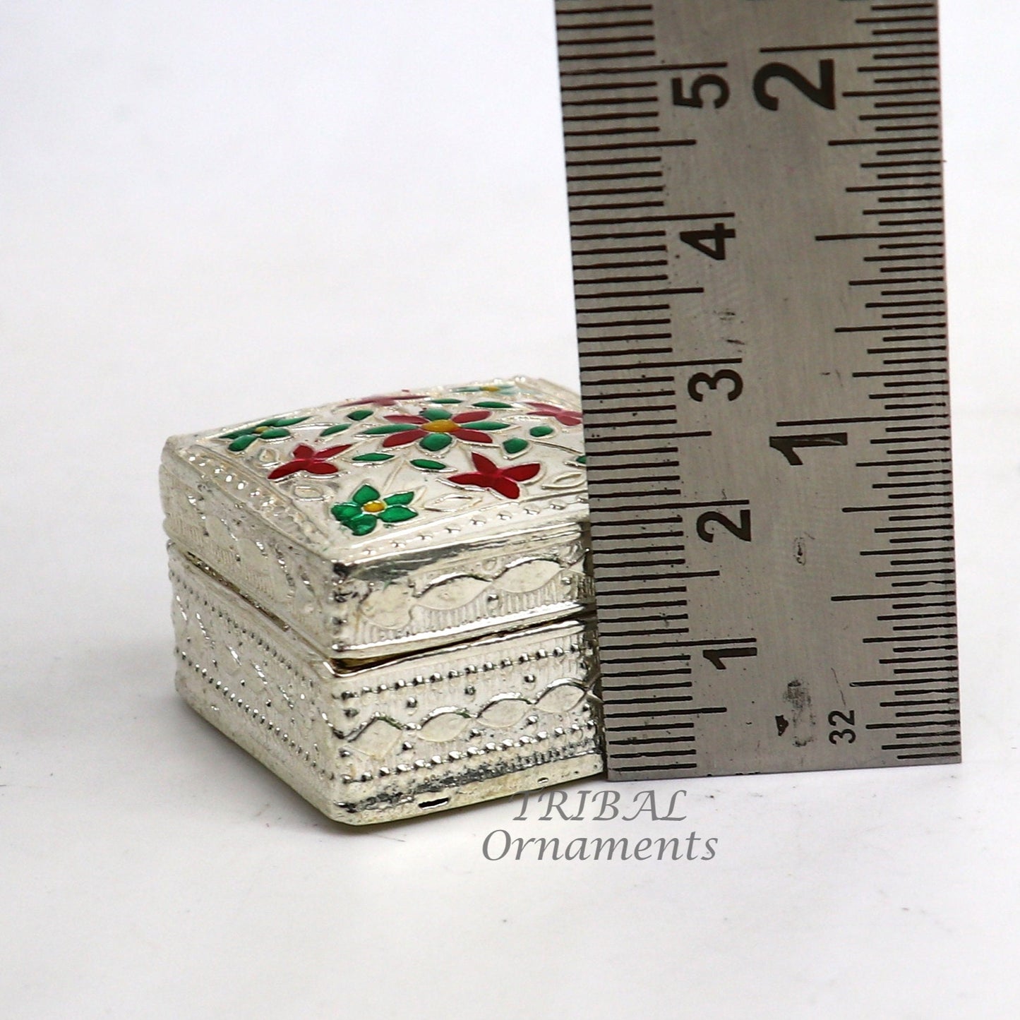 925 sterling silver trinket box, kajal box/casket box bridal square shape box collection, container box, eyeliner box gifting art stb724 - TRIBAL ORNAMENTS
