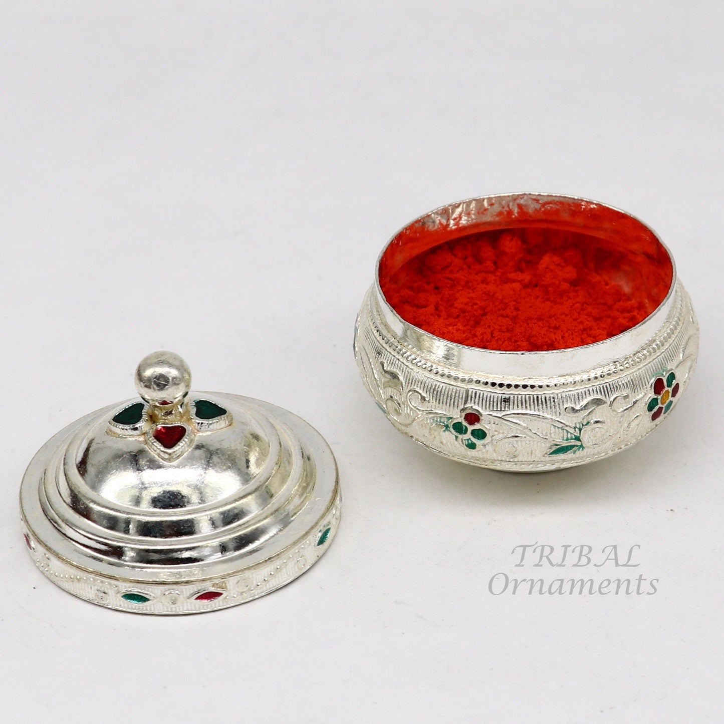 925 sterling silver trinket box, kajal box/casket box, Sindur box collection, container box, eyeliner box best brides gifting stb392 - TRIBAL ORNAMENTS