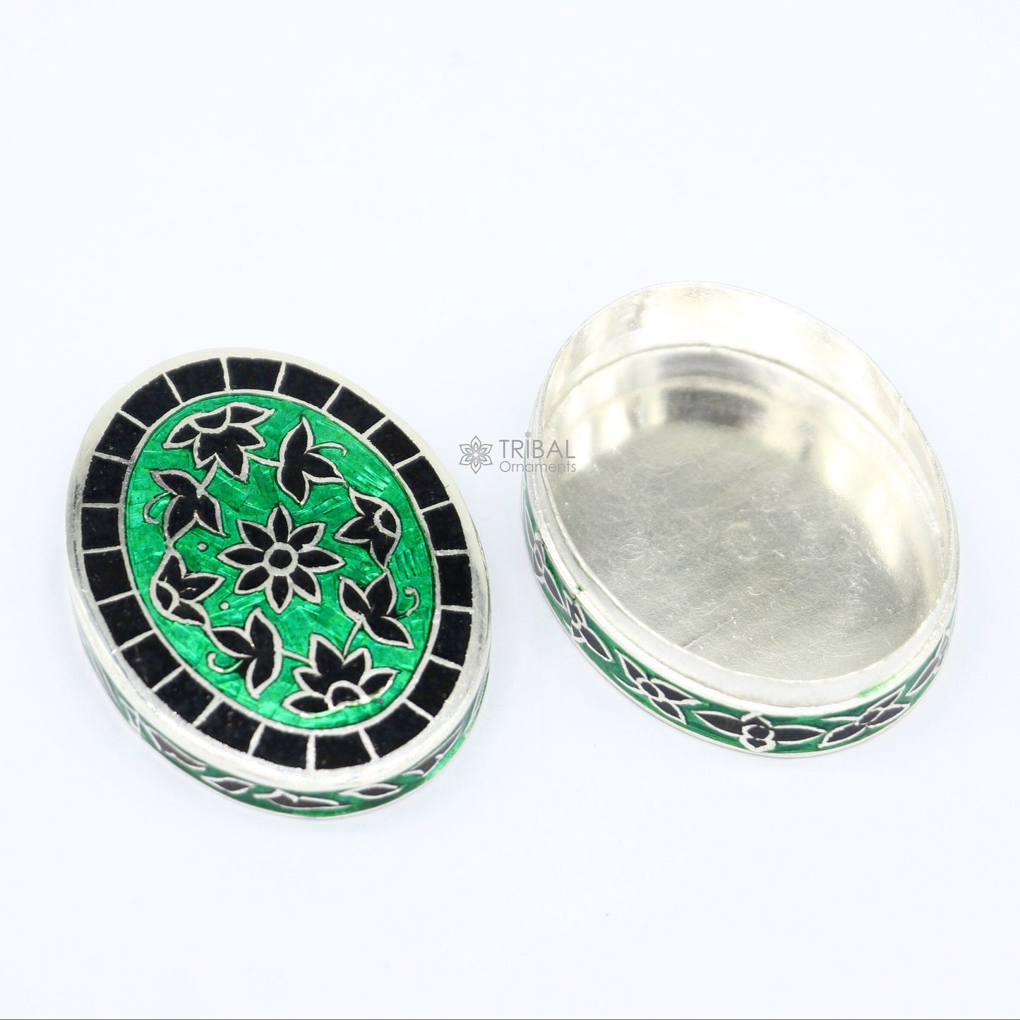 925 sterling silver unique antique design handmade brides eyes kajal box, surma box, kumkum sindur box, small trinket box article stb780 - TRIBAL ORNAMENTS