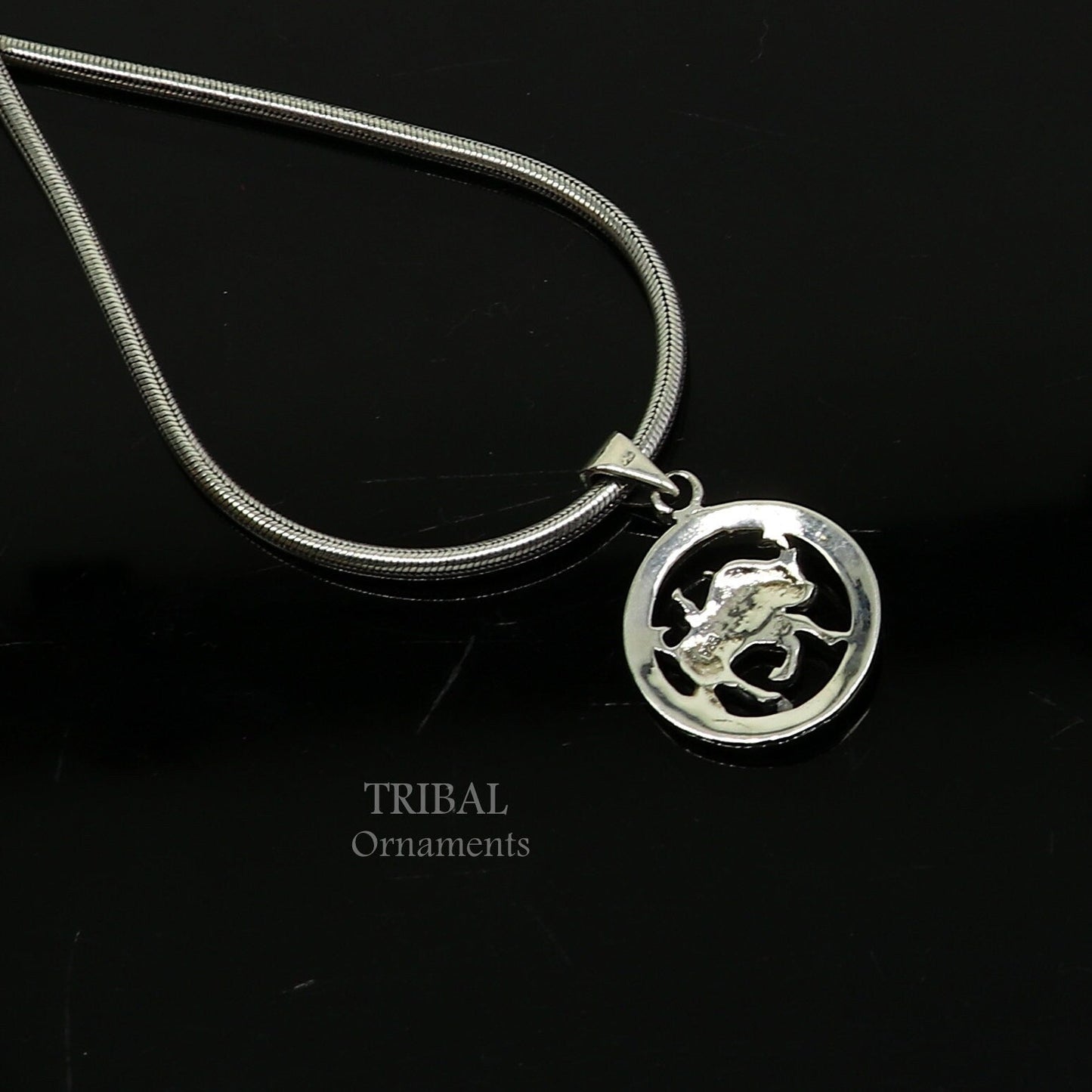 925 sterling silver unique horoscope zodiac Taurus sign/ symbol pendant unique Vrishbh Rashi symbol pendant best ethnic jewelry nsp573 - TRIBAL ORNAMENTS