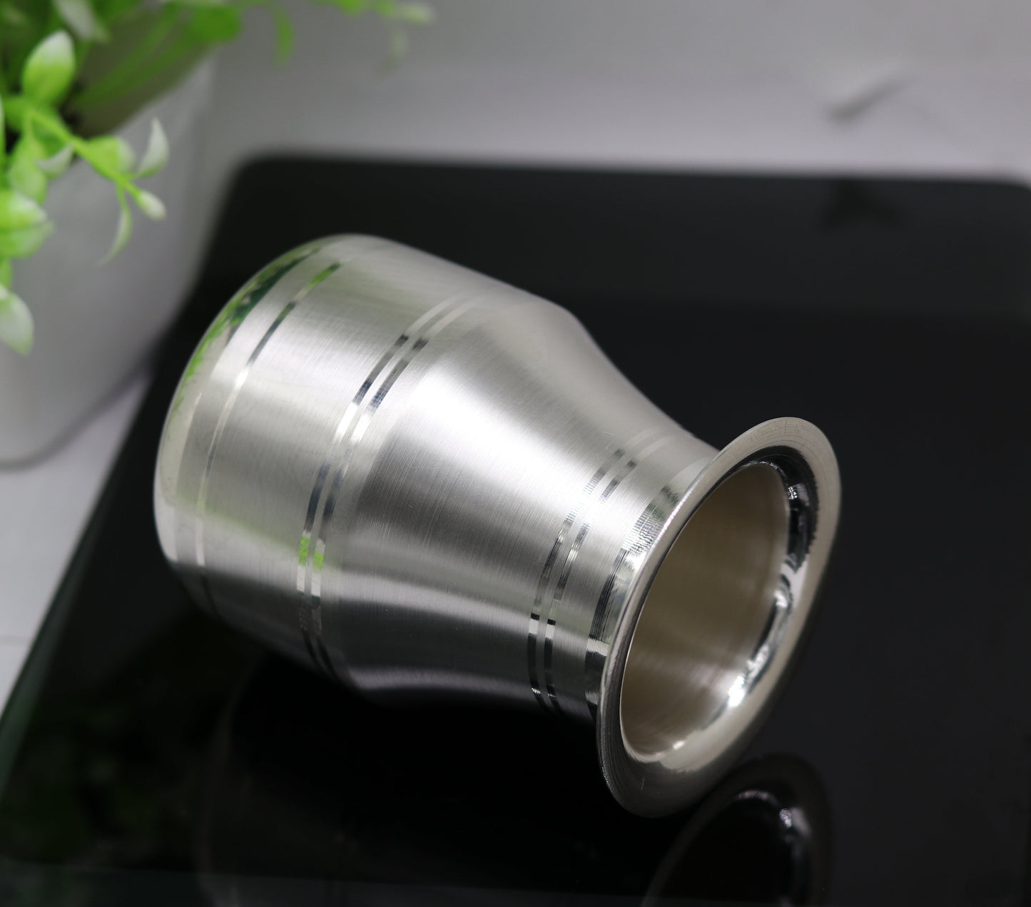 999 fine pure silver handmade solid kalash/lota, excellent silver tunmbler, silver vessels flask utensils, gifting home puja art sv73 - TRIBAL ORNAMENTS