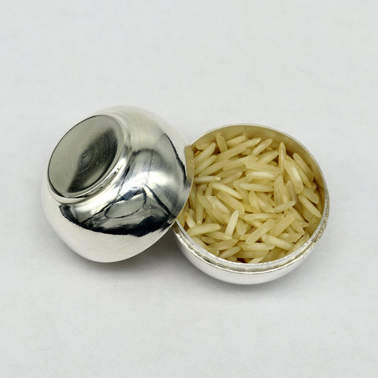 999 fine silver handmade gorgeous small Prasadam bowl or box, trinket box, container box, brides Sindur box, solid silver article sv186 - TRIBAL ORNAMENTS