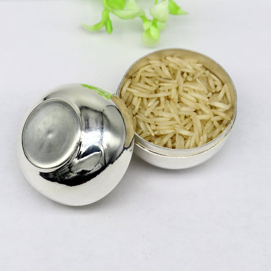 999 fine silver handmade gorgeous small Prasadam bowl or box, trinket box, container box, serving box for god, solid silver article sv189 - TRIBAL ORNAMENTS