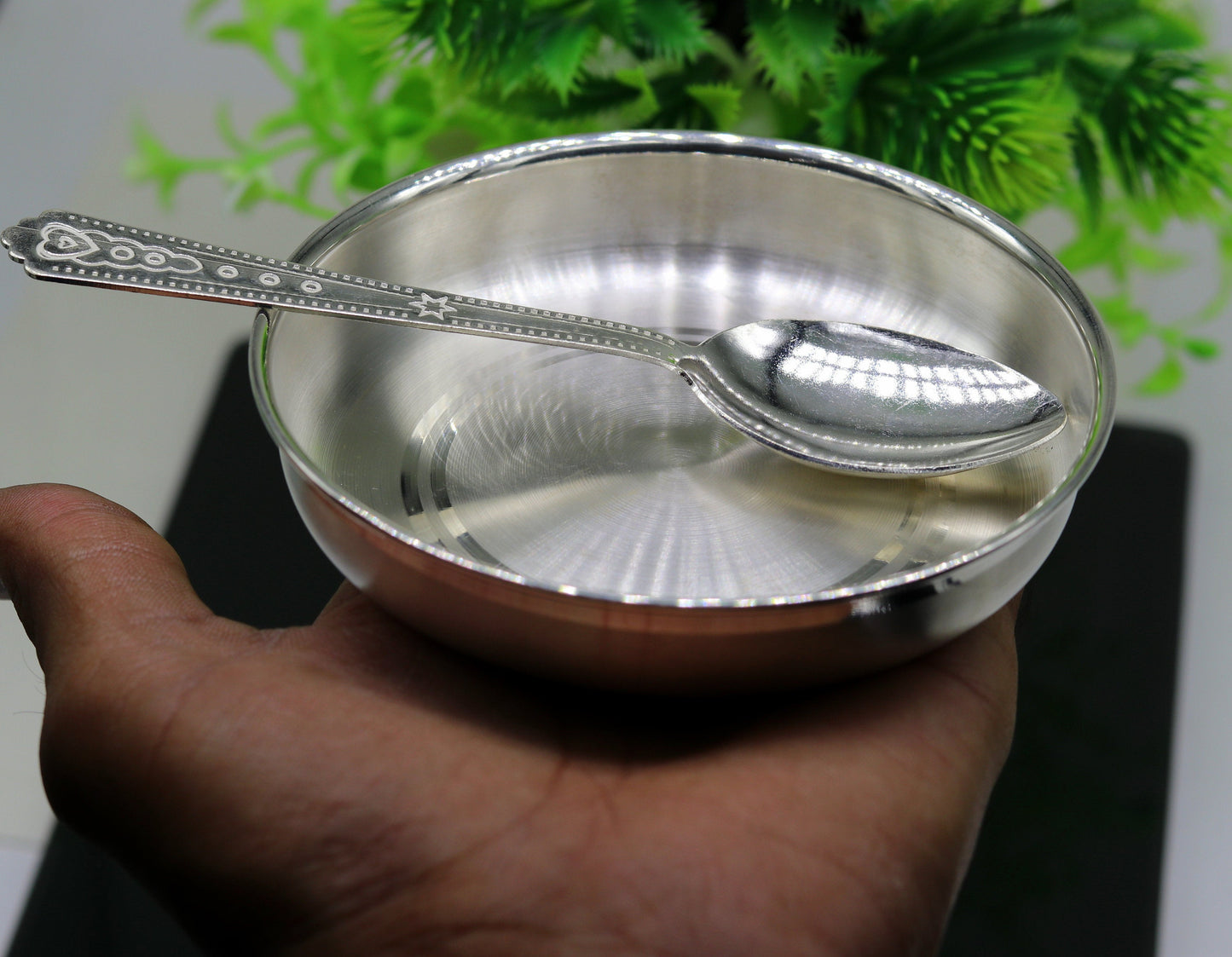 999 Fine silver handmade silver vessels, silver utensils, silver baby plate,tray silver art, silver kitchen accessories, baby feeding sv49 - TRIBAL ORNAMENTS