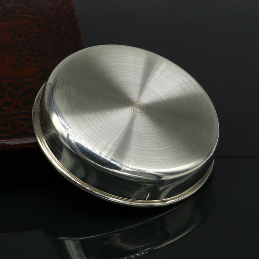 999 fine silver handmade solid plate/ tray, best gifting baby set for baby food, silver utensils, silver articles, puja utensils sv117 - TRIBAL ORNAMENTS