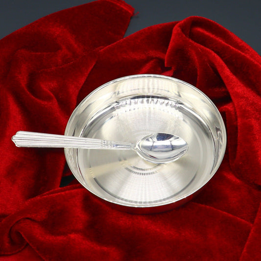 999 fine solid silver handmade tray/ plate for baby food serving, best kids gift for rice ceremony /Annaprashana utensils sv211 - TRIBAL ORNAMENTS