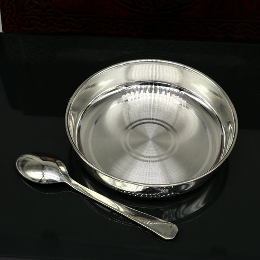999 fine solid silver Tray or plate, silver vessel, silver baby utensils set, silver puja article, gifting utensils from india sv113 - TRIBAL ORNAMENTS