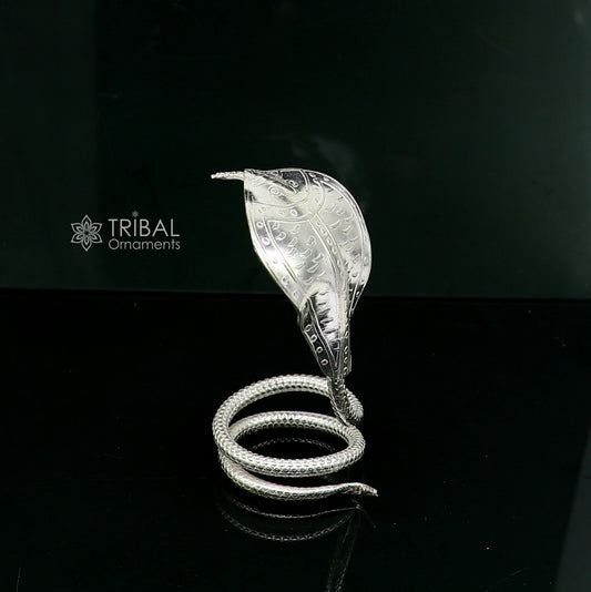 Divine Shiva Snake 925 sterling silver handmade style mini snake or shiva snake for puja or worshipping, solid Diwali puja article su1166 - TRIBAL ORNAMENTS
