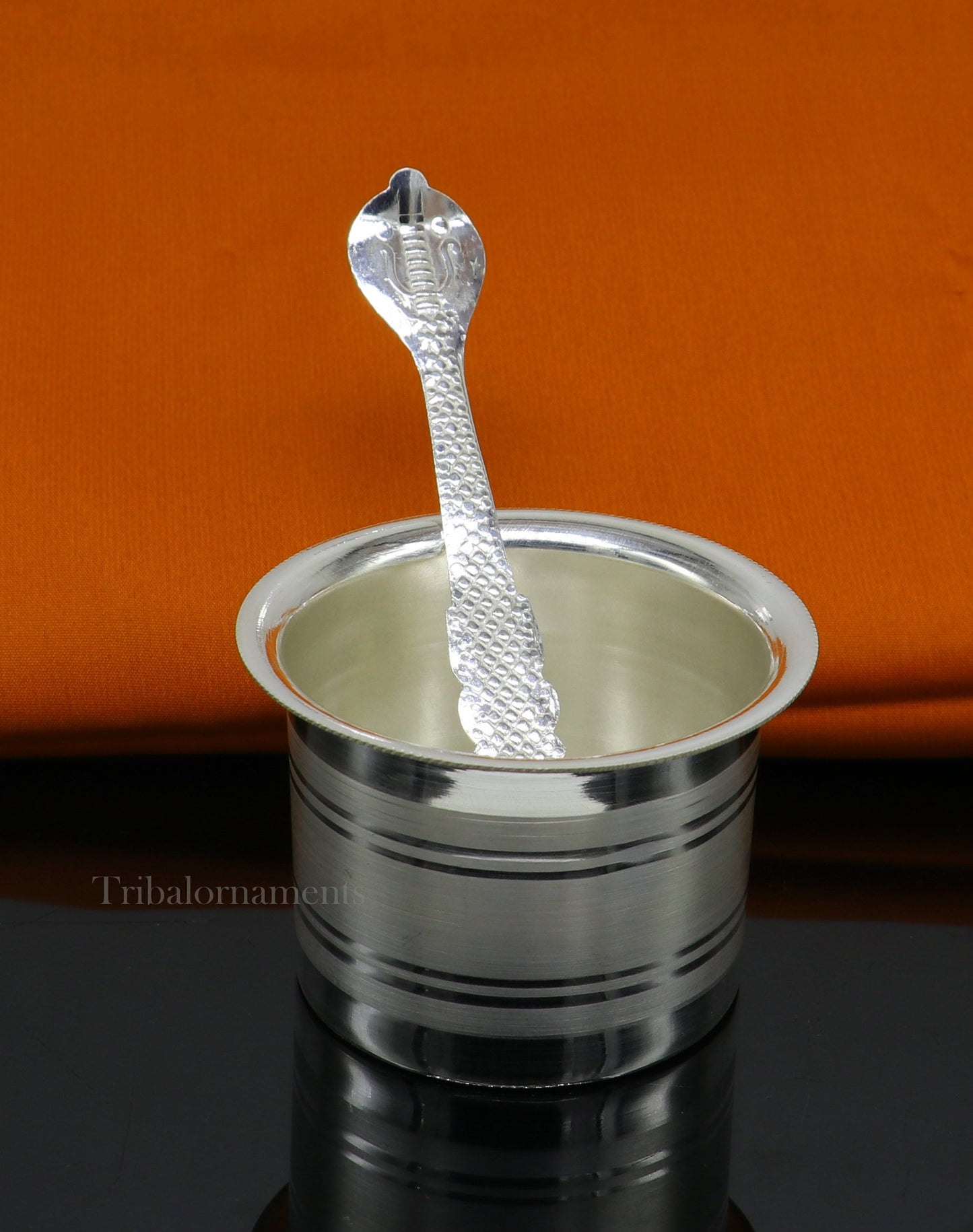 Elegant Ghee pot patra puja or worshipping Solid silver ghee bowl or pot, Butter pot for kitchen, silver puja utensils from India su541 - TRIBAL ORNAMENTS
