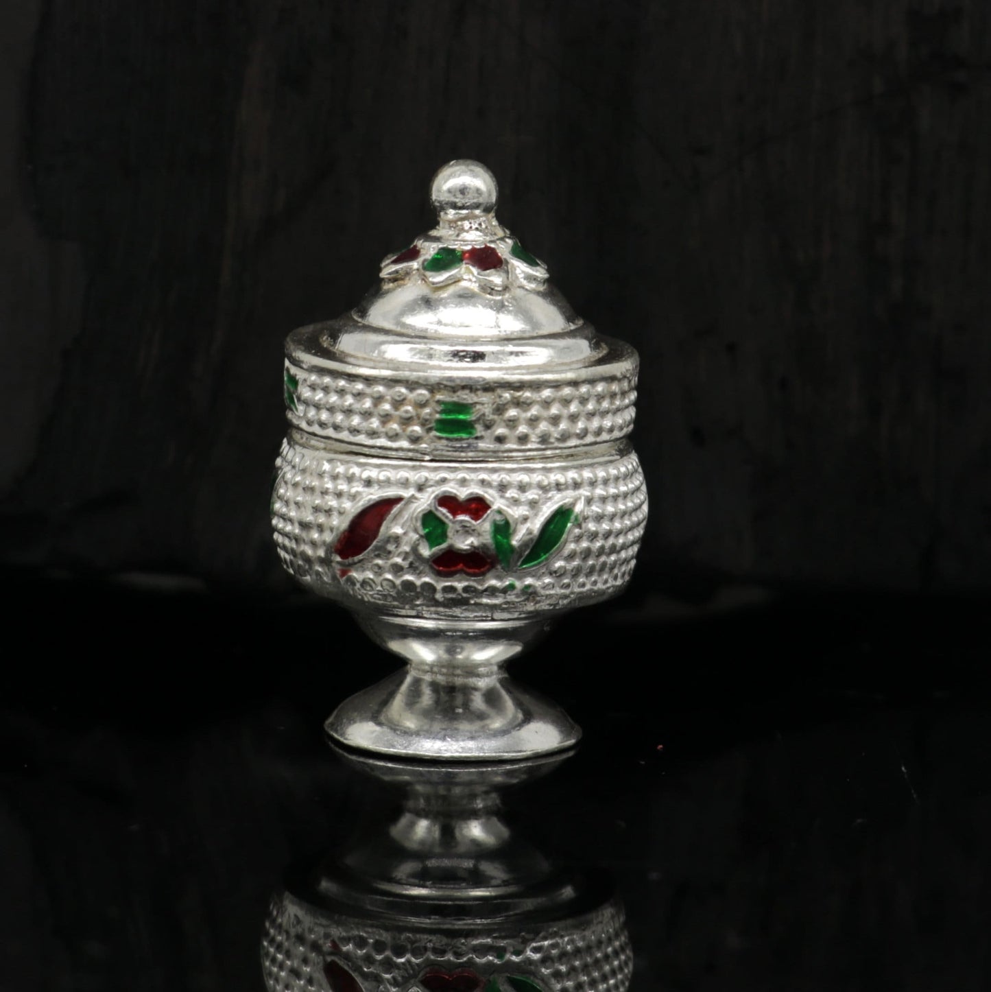 Exclusive gifting trinket box, sindur kumkum box, brides eye kajal box, 925 sterling silver handmade gifting article silver jewelry stb118 - TRIBAL ORNAMENTS