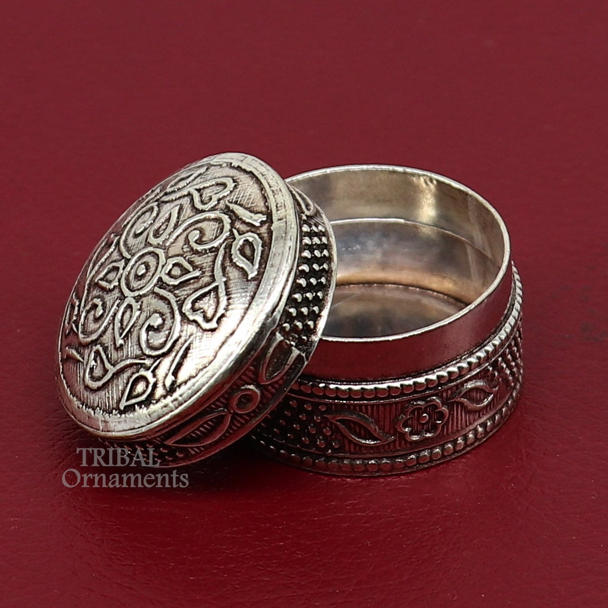 Fabulous 925 sterling silver handmade trinket box, eye kajal box, container box, kumkum box, sindur box, best brides gift stb740 - TRIBAL ORNAMENTS