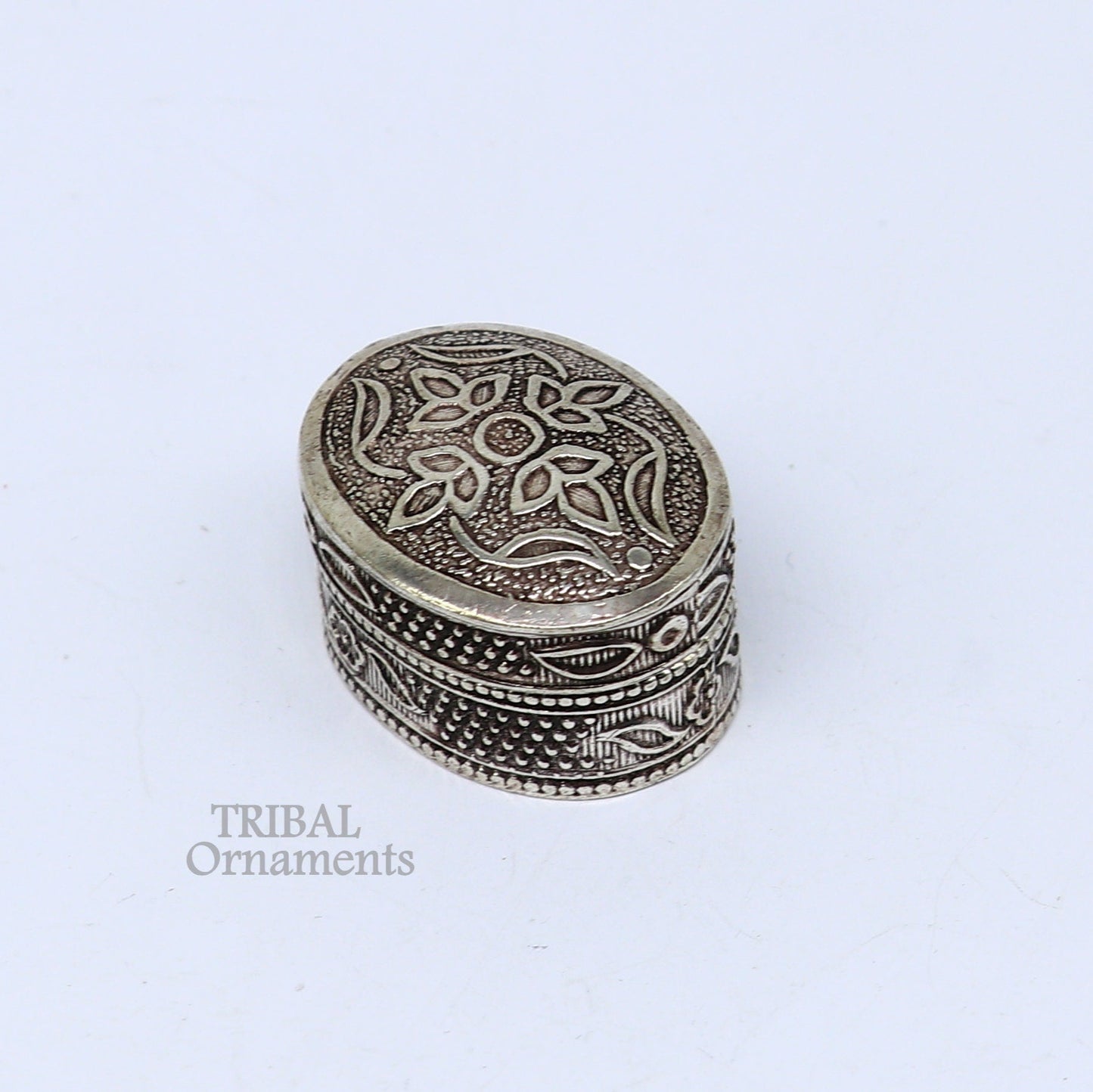 Fabulous oxidized 925 sterling silver handmade trinket box, eye kajal box, container box, kumkum box, sindur box, best brides gift stb742 - TRIBAL ORNAMENTS