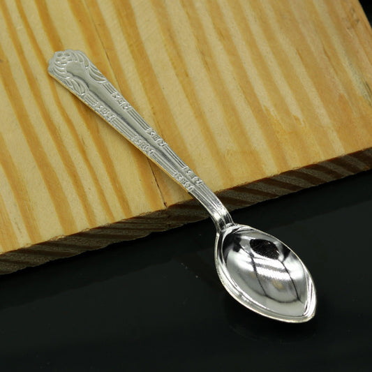 fabulous sterling silver handmade solid silver4.6" spoon kitchen utensils, vessels, silver has antibacterial properties, stay healthy sv60 - TRIBAL ORNAMENTS