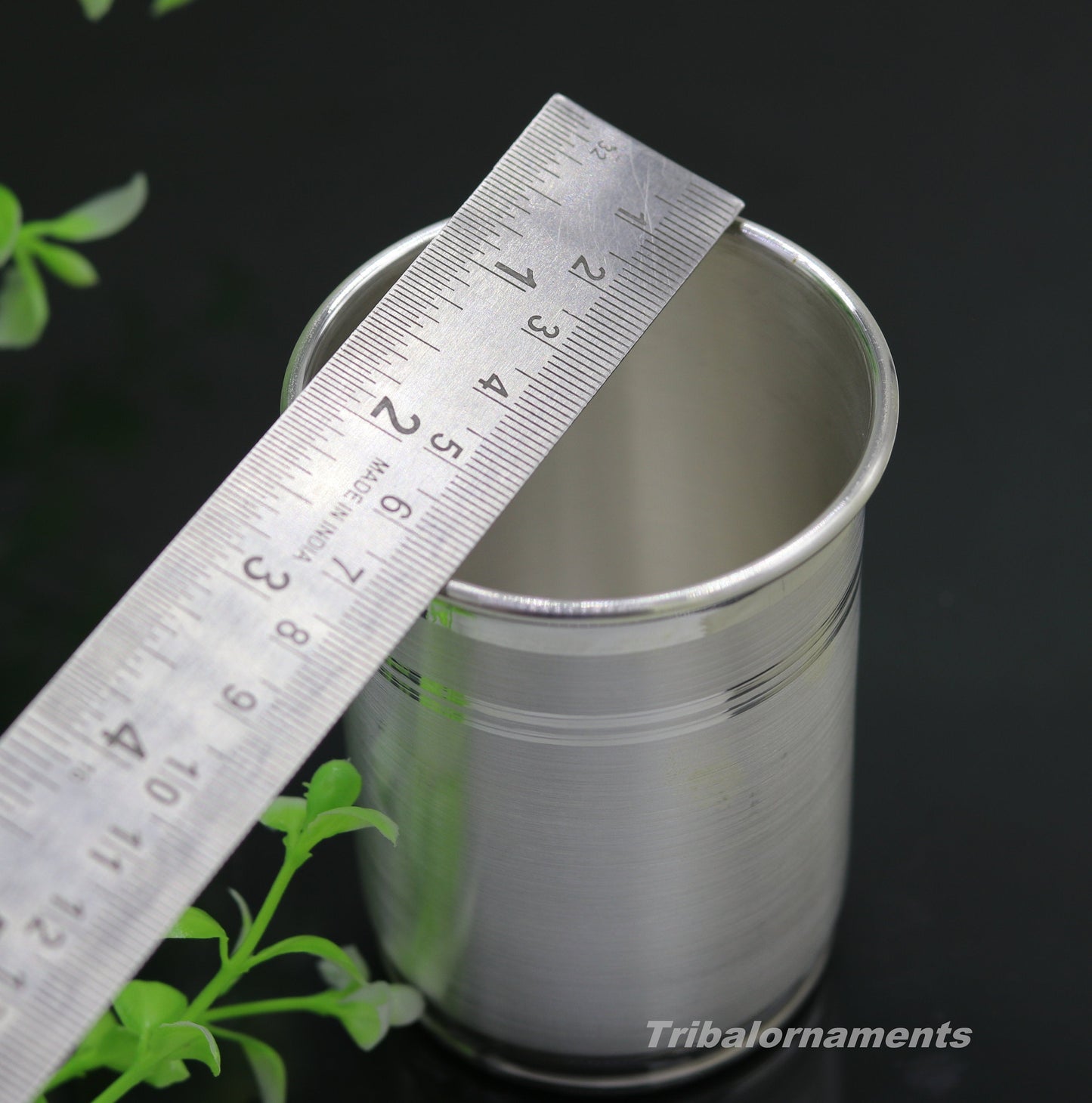 Handmade 999 fine silver water/milk Glass tumbler, silver flask, baby kids feeding water milk silver utensils for stay healthy family sv178 - TRIBAL ORNAMENTS